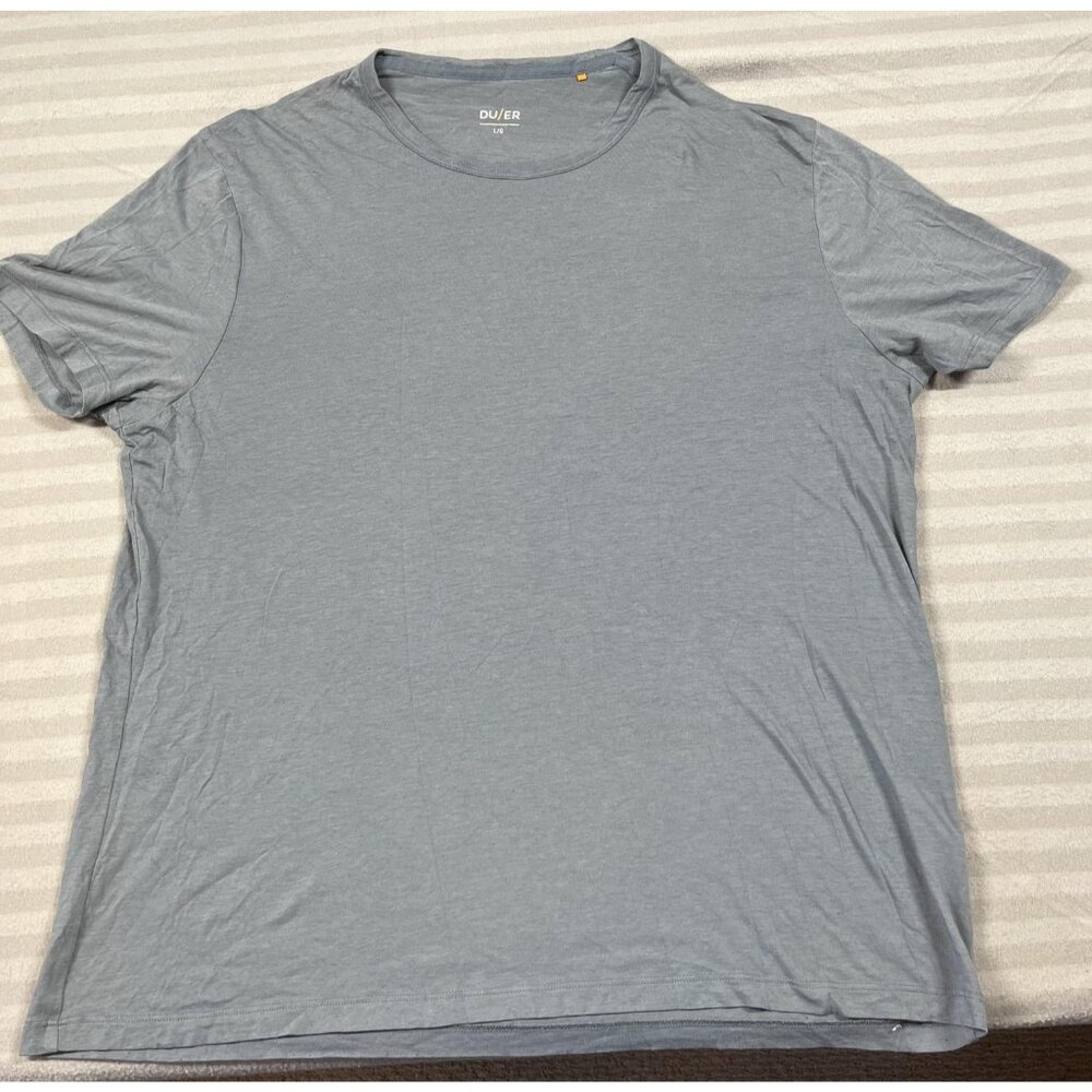 DUER Shirt Mens Large Gray Short Sleeve Crewneck Tee Tencel Lyocell Performance